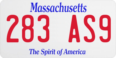 MA license plate 283AS9