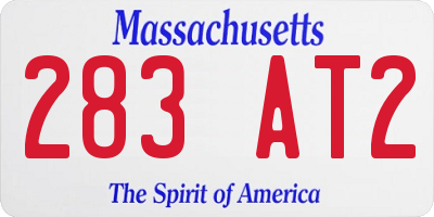 MA license plate 283AT2