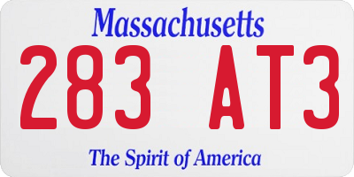 MA license plate 283AT3
