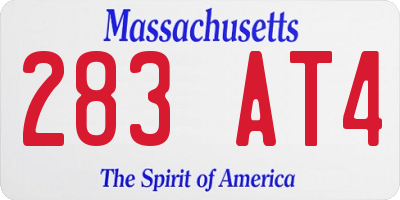 MA license plate 283AT4