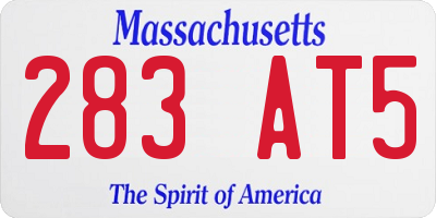 MA license plate 283AT5