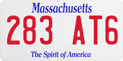 MA license plate 283AT6