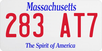 MA license plate 283AT7