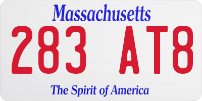 MA license plate 283AT8
