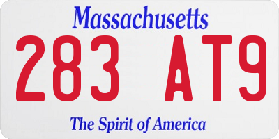 MA license plate 283AT9