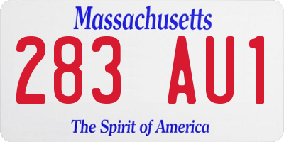 MA license plate 283AU1