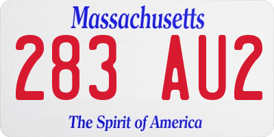 MA license plate 283AU2