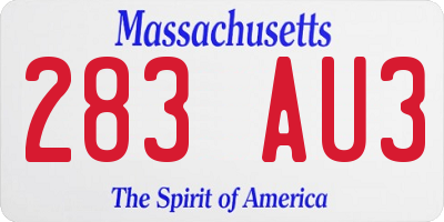 MA license plate 283AU3
