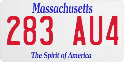 MA license plate 283AU4