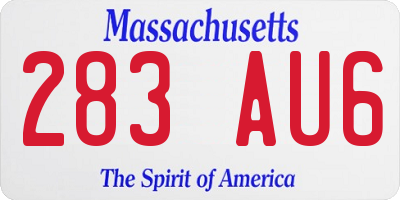 MA license plate 283AU6