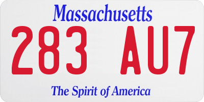 MA license plate 283AU7