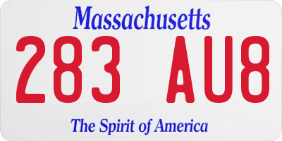 MA license plate 283AU8