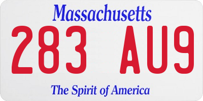 MA license plate 283AU9