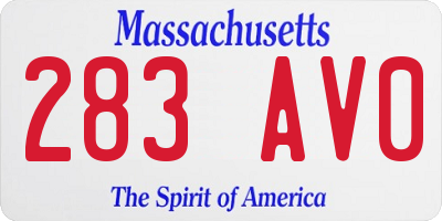 MA license plate 283AV0
