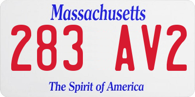 MA license plate 283AV2