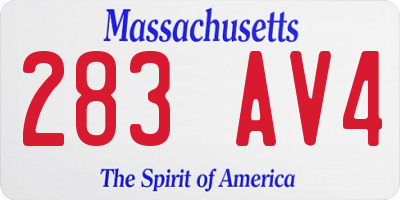 MA license plate 283AV4
