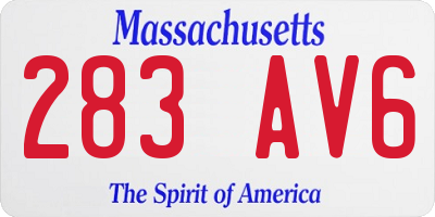MA license plate 283AV6