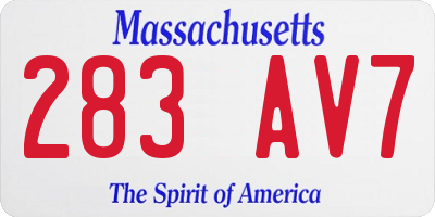 MA license plate 283AV7