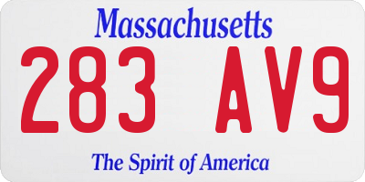 MA license plate 283AV9