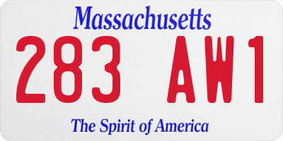 MA license plate 283AW1