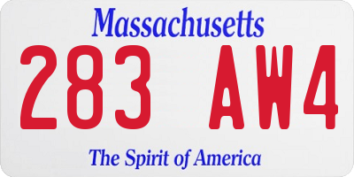 MA license plate 283AW4