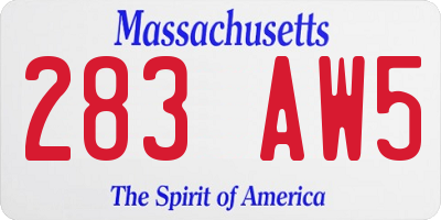 MA license plate 283AW5