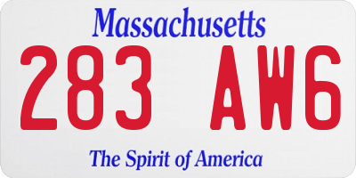 MA license plate 283AW6