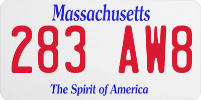 MA license plate 283AW8