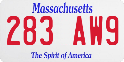 MA license plate 283AW9