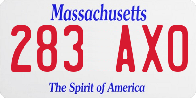 MA license plate 283AX0