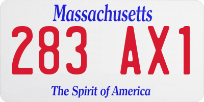 MA license plate 283AX1