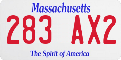 MA license plate 283AX2