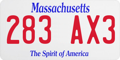 MA license plate 283AX3