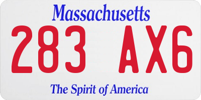 MA license plate 283AX6