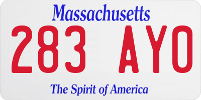 MA license plate 283AY0