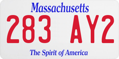 MA license plate 283AY2
