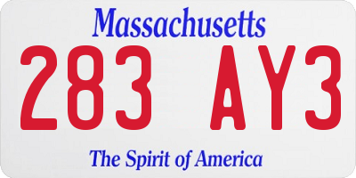MA license plate 283AY3