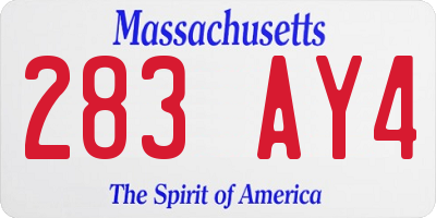 MA license plate 283AY4