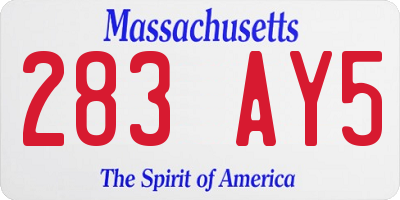 MA license plate 283AY5