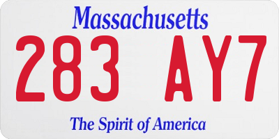 MA license plate 283AY7