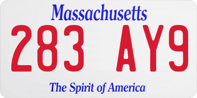 MA license plate 283AY9