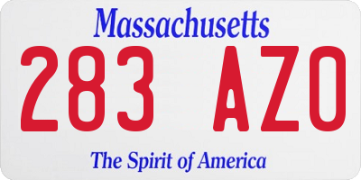 MA license plate 283AZ0