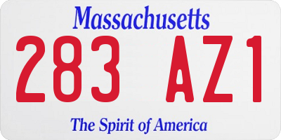 MA license plate 283AZ1