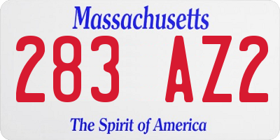 MA license plate 283AZ2