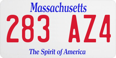 MA license plate 283AZ4