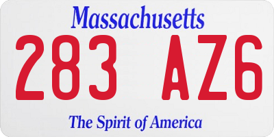MA license plate 283AZ6