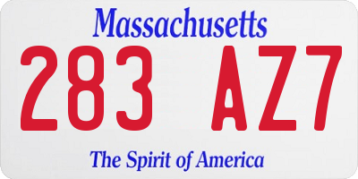 MA license plate 283AZ7