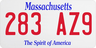 MA license plate 283AZ9