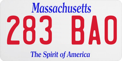 MA license plate 283BA0