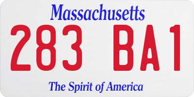 MA license plate 283BA1
